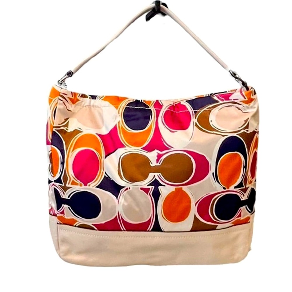 Coach Park Hand Drawn Scarf Print Multicolor Hobo Shoulder Bag Purse